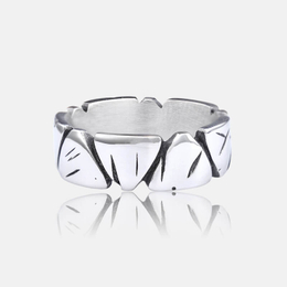 Geometric Triangle Scratch Stainless Steel Ring