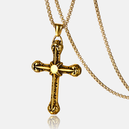 Retro Pattern Stainless Steel Cross Pendant