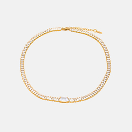 Geometric Square Zircon Stainless Steel Choker Chain