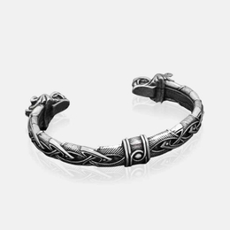 Viking Double Headed Dragon Stainless Steel Open Bracelet