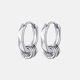 Geometric Rhombus Multi-Ring Sterling Silver Earrings