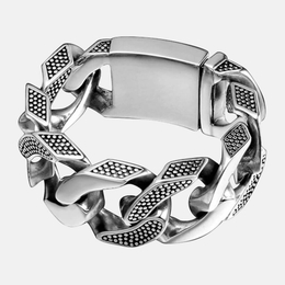 Bracelet pour homme en acier inoxydable cubain moucheté