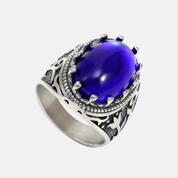 Vintage Floral Gemstone Stainless Steel Ring