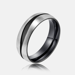 Minimalist Color-Blocked Stainless Steel Ring