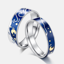 Blue Starry Stainless Steel Couple Ring