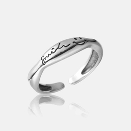 Simple Smiley Sterling Silver Open Ring