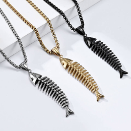 Swinging Metal Fish Bone Stainless Steel Pendant