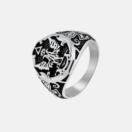 Double Headed Eagle Ankh Cross Stainless Steel Ring