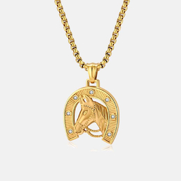 Retro Horseshoe And Horse Stainless Steel Pendant