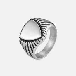 Punk Brushed Triangle Shield Stainless Steel Ring