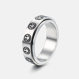 Smiley Face Stainless Steel Spinner Ring
