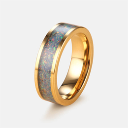 Inlaid Colorful Opal Stainless Steel Ring