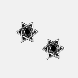 Vintage Hexagram Stainless Steel Zircon Earrings