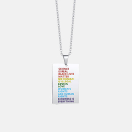 Rainbow English Letters Stainless Steel Square Pendant