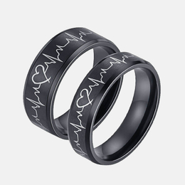 ECG Heart Stainless Steel Band Ring