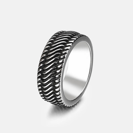Wheel Pattern Stainless Steel Men's Ring