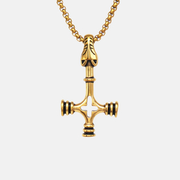 Punk Wolf Head Inverted Cross Stainless Steel Pendant