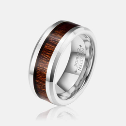 Simple Wood Grain Stainless Steel Ring