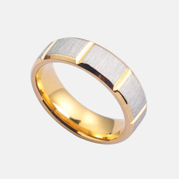 Geometric Groove Stainless Steel Ring