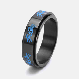 Simple Luminous Cat Face Stainless Steel Spinner Ring