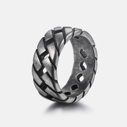 Vintage Chain Pattern Stainless Steel Men's Ring