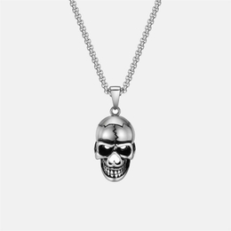 Colgante de acero inoxidable con calavera de hueso agrietado de Hip Hop