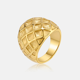 Simple Honeycomb Pattern Stainless Steel Ring