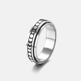 Phase Of The Moon Stainless Steel Spinner Ring