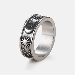 Moon Star Sun Stainless Steel Ring