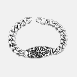 Pulsera vintage de acero inoxidable con estrella de ocho puntas para hombre