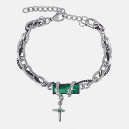 Fashion Colorful Zircon Stainless Steel Cross Bracelet