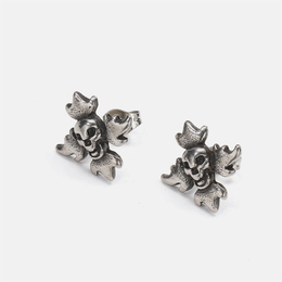 Punk Skull Cross Stainless Steel Stud Earrings