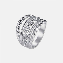 Simple Multi-Layered Twisted Chain Stainless Steel Ring