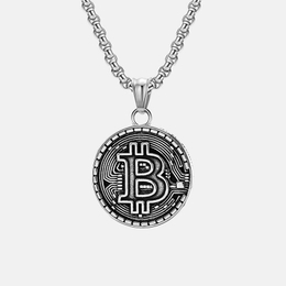 Hip Hop Style Bitcoin Stainless Steel Pendant