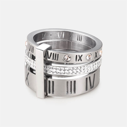 Classic Roman Numeral Stainless Steel Ring