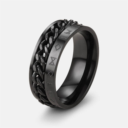Viking Runes Chain Stainless Steel Spinner Ring
