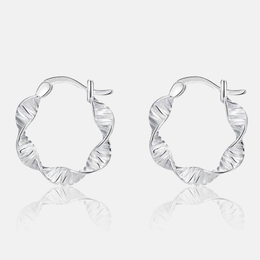 Minimalist Wave Twist Sterling Silver Earrings