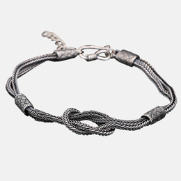 Handmade Knot 925 Silver Men's Bracelet
