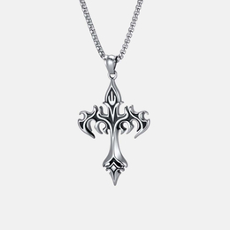 Punk-Style Flame Cross Stainless Steel Pendant