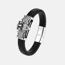 Vintage Owl Stainless Steel Leather Bracelet