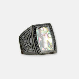 Vintage Square Abalone Shell Stainless Steel Ring