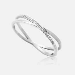 Geometric X Diamond-Studded Stainless Steel Ring