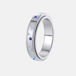 Simple Sun Moon Gem Stainless Steel Spinner Ring