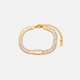 Geometric Square Zircon Stainless Steel Bracelet
