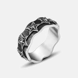 Vintage Distressed Starfish Stainless Steel Ring