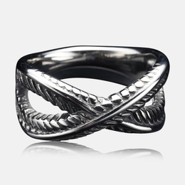 Cross Hollow Rope Pattern Stainless Steel Ring