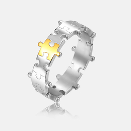 Fashion Jigsaw Stainless Steel Couple Ring