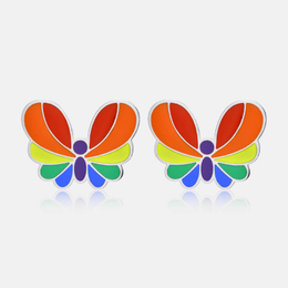 Rainbow Butterfly Stainless Steel Stud Earrings