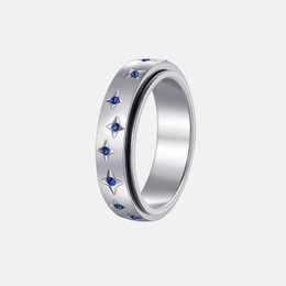 Simple Star Gemstone Stainless Steel Spinner Ring