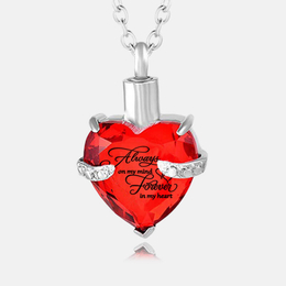 Heart Shaped Birthstone Stainless Steel Urn Necklace